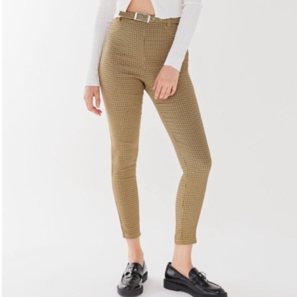 Urban Outfitters Yellow Plaid Belted Cigarette/Skinny Pant- Size US 2